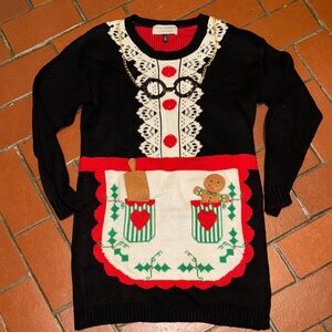 Festive Mrs. Claus Black and Red Christmas Sweater